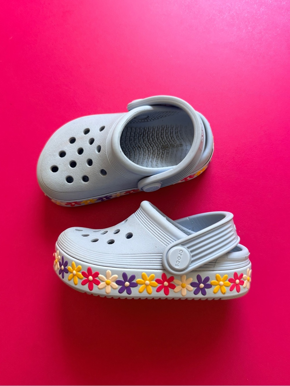 Crocs Toddler Girl Daisy Flower Crocband Light Blue Floral Crocs C5 Toddler 5